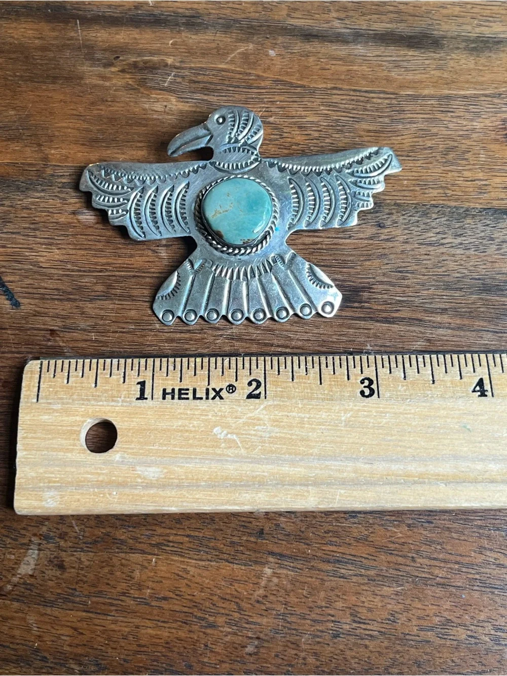 Turquoise Accent Sterling Silver Bird Pendant and Brooch - Native American